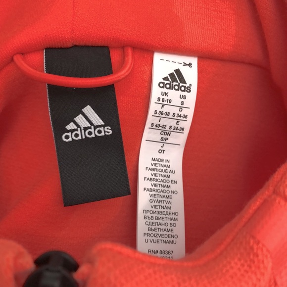 Adidas Z.N.E. Cotton Blend Orange Hoodie SZ SM - Picture 13 of 14
